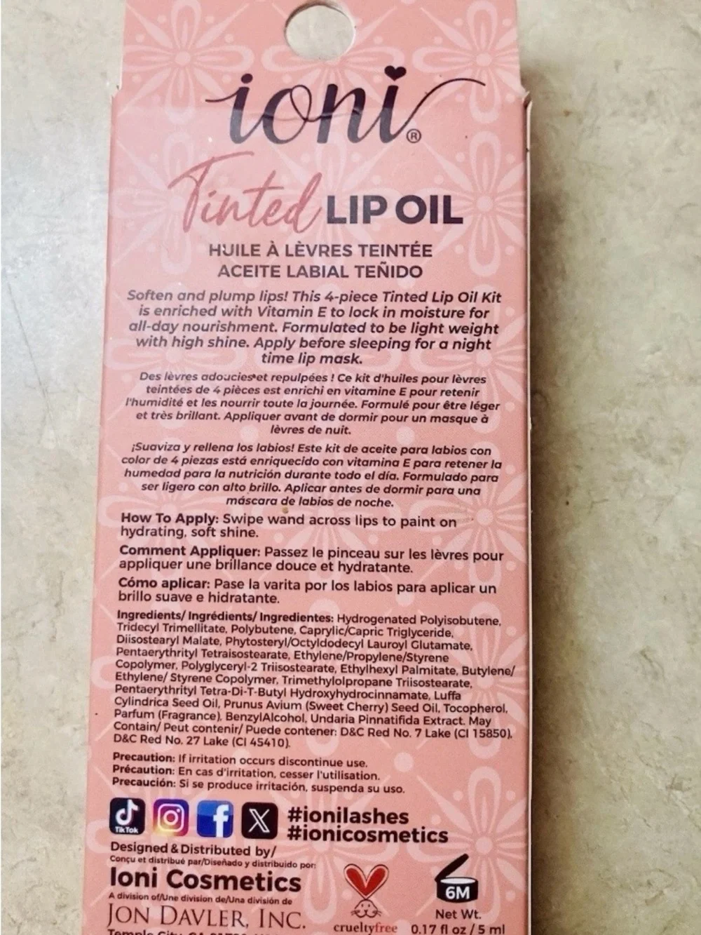 IONI Sweet Honey Tinted Lip Oil HIGH SHINE LIP GLOSS Viral Beauty NEW